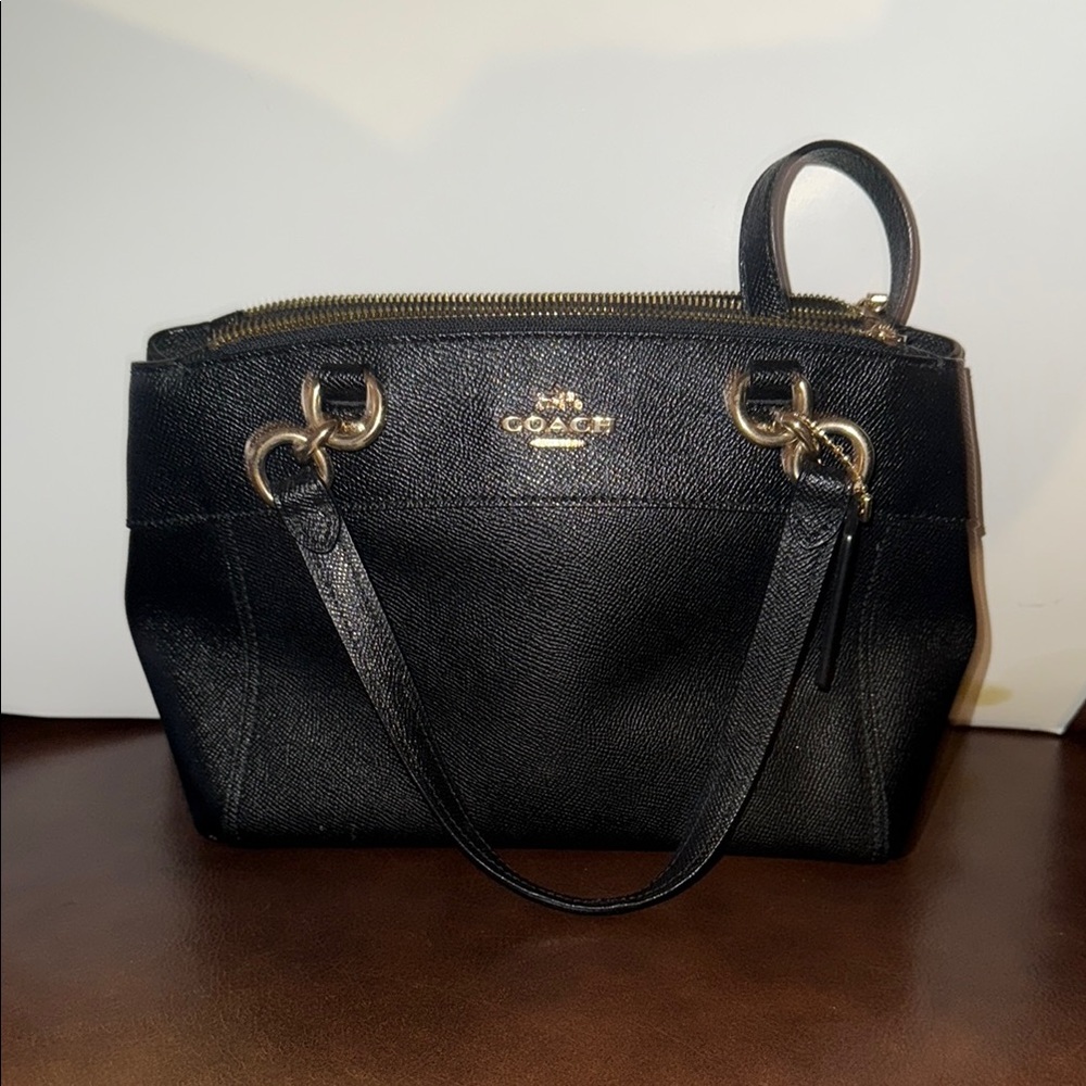 Coach Black Leather Satchel with Gold Hardware